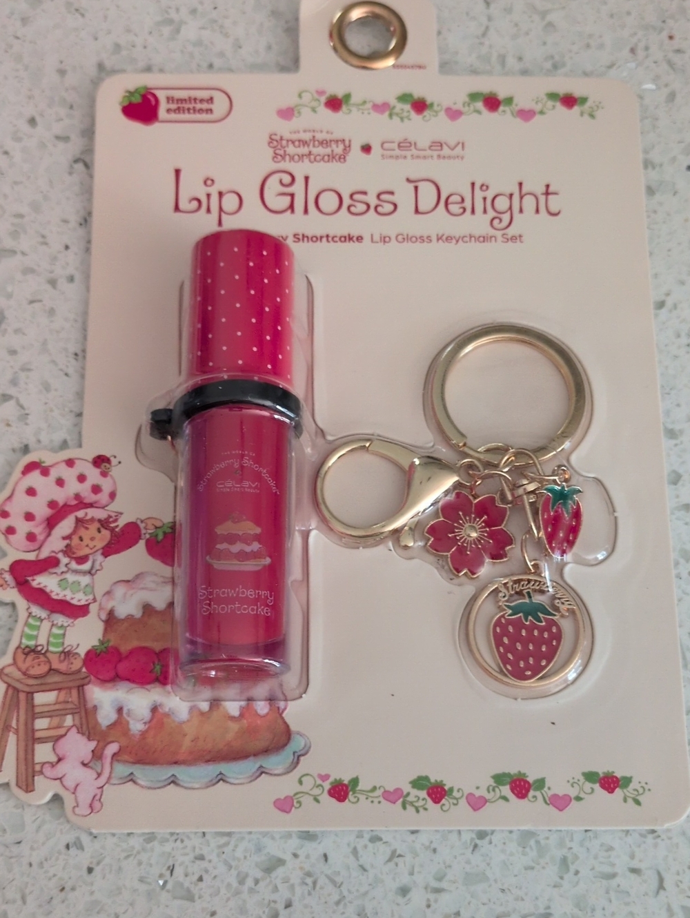 STRAWBERRY Shortcake Lip Gloss Delight with Strawberry Keychain Limited Edition
